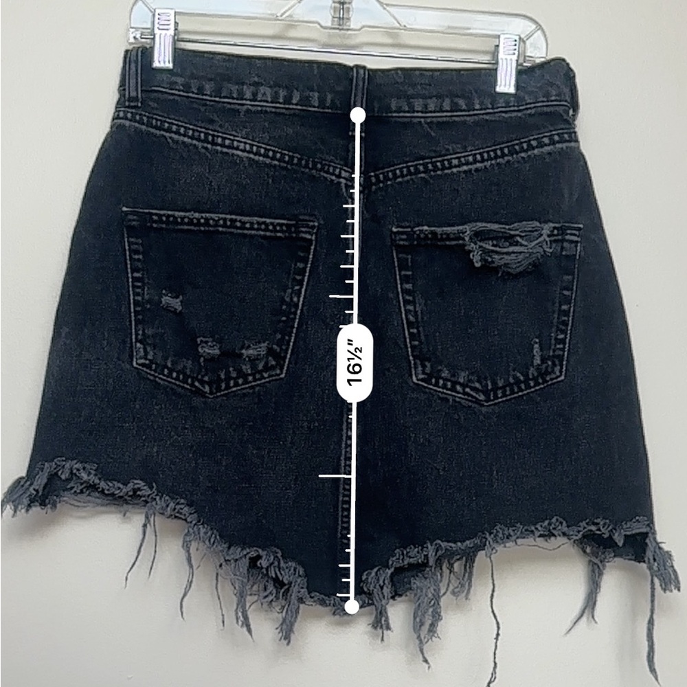 Anthropologie Pilcro Destroyed Denim Mini Skirt Black Size 8 - Picture 10 of 12